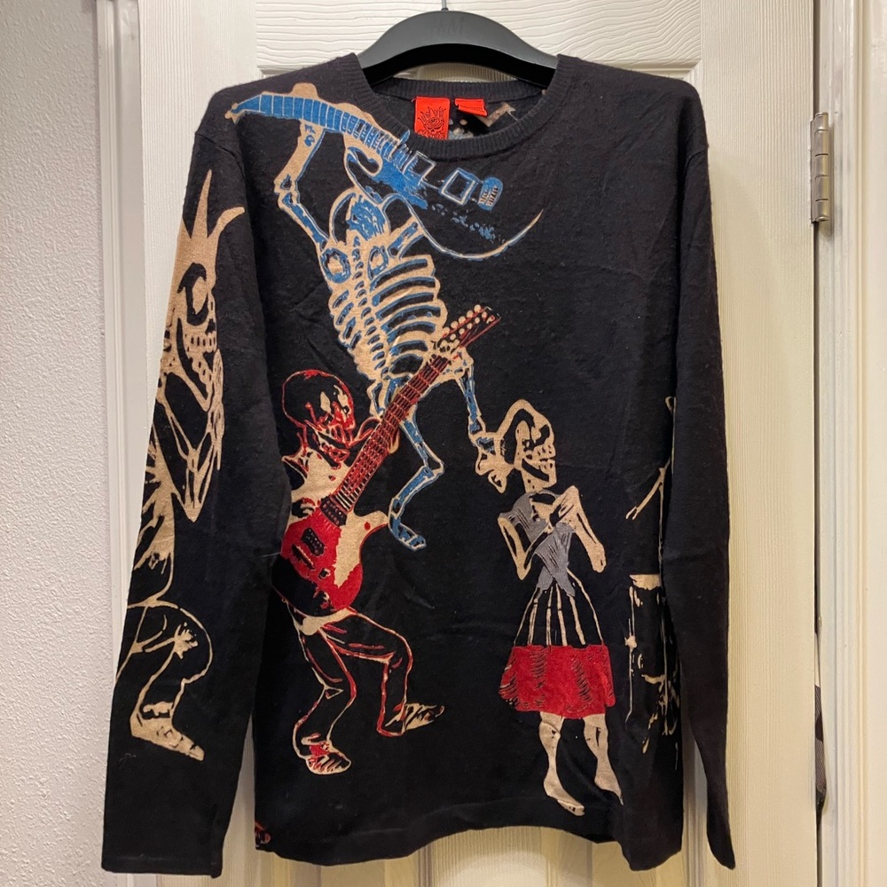 Vintage Amal Guessous Chrome Hearts Cashmere Skeleton Rock N Roll Sweater